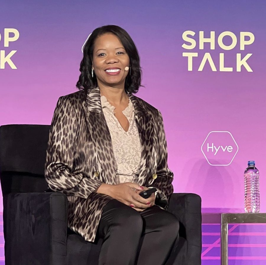 Lockie Andrews on stage at Shoptalk 2023